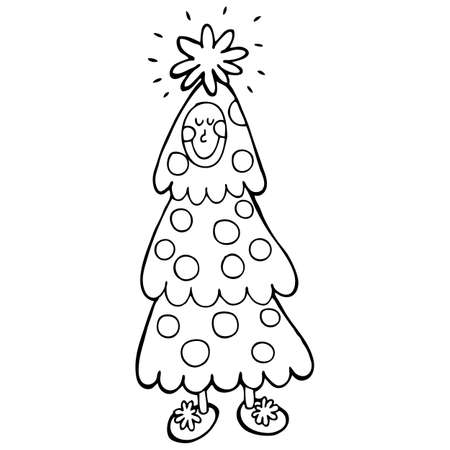 Vector hand-drawn illustration with  cute masquerade  christmas treeのイラスト素材