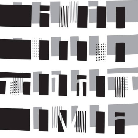 Vector hand-drawn seamless pattern with abstract urban ornament. Constructions. Abstract Background.のイラスト素材