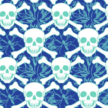 Vector seamless pattern with skullsのイラスト素材