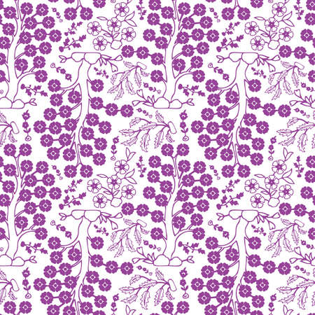 Vintage Vector hand-drawn seamless pattern with ethnic east floral ornament. Flowers. Abstract Background.のイラスト素材