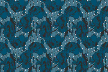 Vector seamless pattern with hand-drawn ink Poppy flowersのイラスト素材