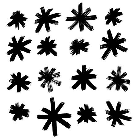 Vector hand-painted illustration with ink stars or flowers. Brush strokes. Abstract background.のイラスト素材