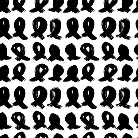 Vector hand-painted seamless pattern with ink brush strokes. Abstract background.のイラスト素材