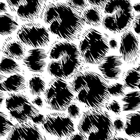 vector black and white background of leopard skin patternのイラスト素材