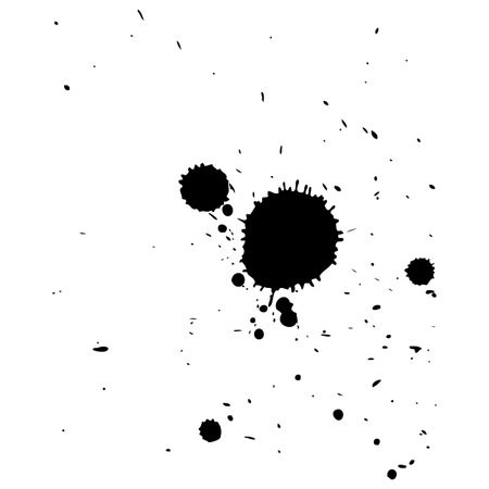 Multiple black ink drops and splashes, vector illustration clip artのイラスト素材