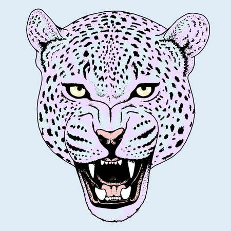 Leopard face tattoo ,Vector illustration, printのイラスト素材