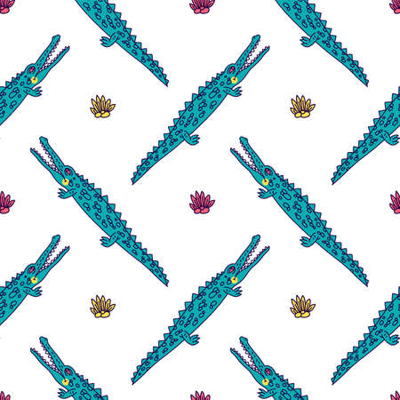 Funny crawling crocodile - vector.のイラスト素材