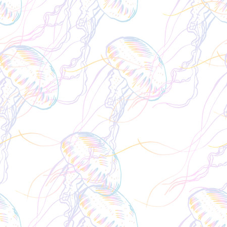 Hand drawn jellyfish. Vector illustration. Sea collection.