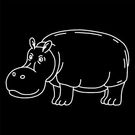 Cartoon animal, cute hippo on green backgrounds.のイラスト素材