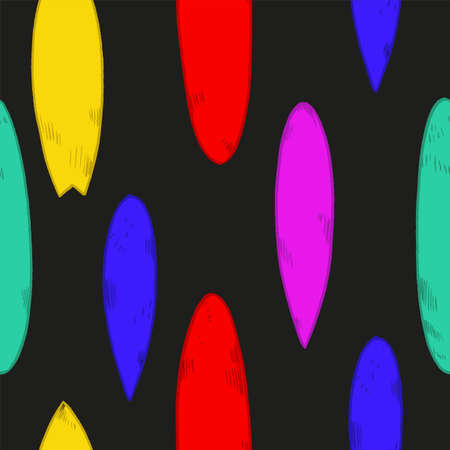 Set of surfboard silhouettes in scale,のイラスト素材