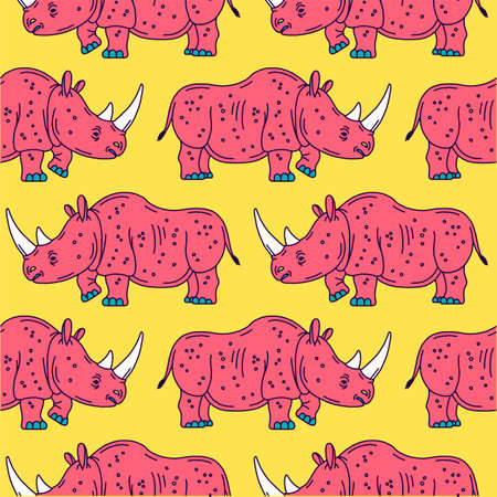 Cartoon mascot rhinoceros isolatedのイラスト素材