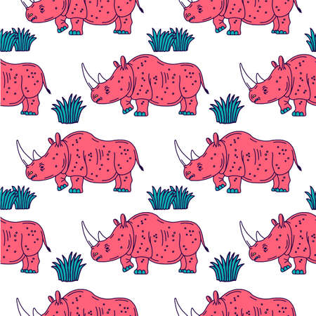 Cartoon mascot rhinoceros isolatedのイラスト素材