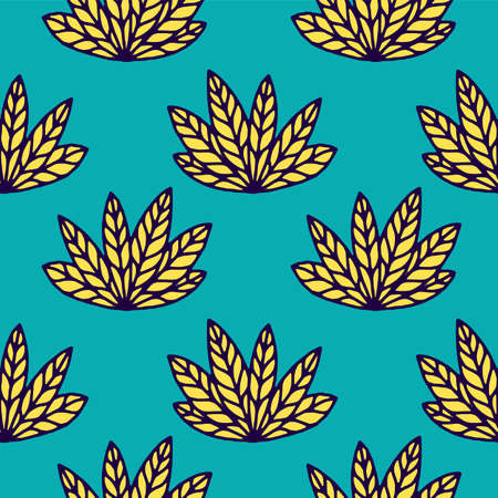 Seamless Tropical Jungle Palm Leaves Pattern. Doodle Exotic Flower. Vector Design Illustration.のイラスト素材