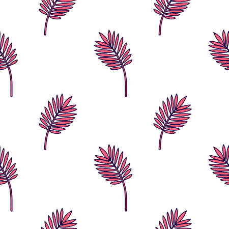 Seamless Tropical Jungle Palm Leaves Pattern. Doodle Exotic Flower. Vector Design Illustration.のイラスト素材