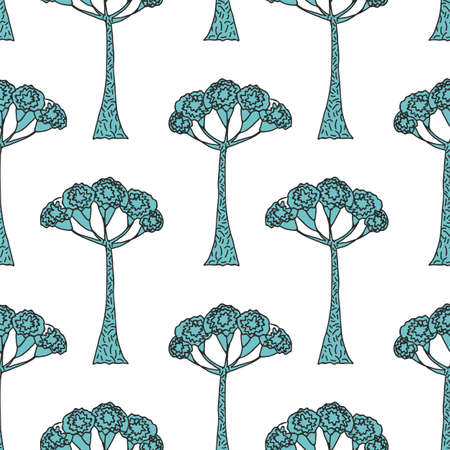 Seamless Tropical Jungle Palm Leaves Pattern. Doodle Exotic Flower. Vector Design Illustration.のイラスト素材