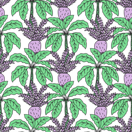 Seamless Tropical Jungle Palm Leaves Pattern.のイラスト素材