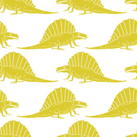 vector set silhouettes of dinosaur,animal illustration, retro pattern backgroundのイラスト素材