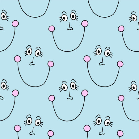 Funny cartoon hand-drawn emotional face for comics design.のイラスト素材