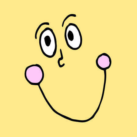 Funny cartoon hand-drawn emotional face for comics design.のイラスト素材