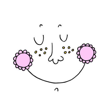 Funny cartoon hand-drawn emotional face for comics design.のイラスト素材