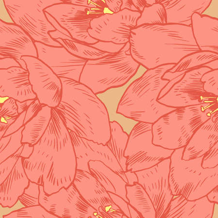 Hand-drawing peonies. Vector graphic flowers. Decorative background for cards, invitations. Template greeting card.のイラスト素材