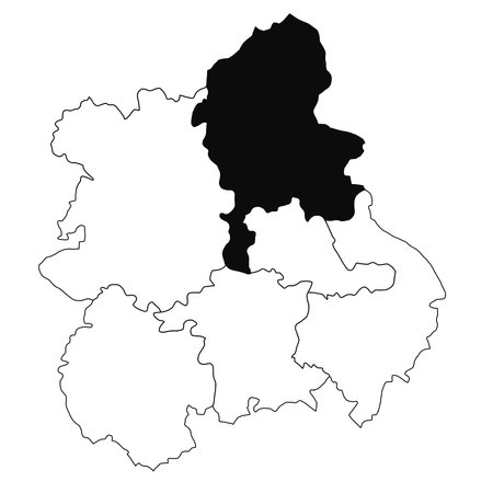 Map of Staffordshire in West Midlands England province on white background. single County map highlighted by black colour on West Midlands England administrative map.の写真素材