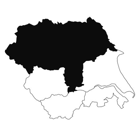 Map of North Yorkshire in Yorkshire and the Humber  province on white background. single County map highlighted by black colour on Yorkshire and the Humber, England administrative map.の写真素材