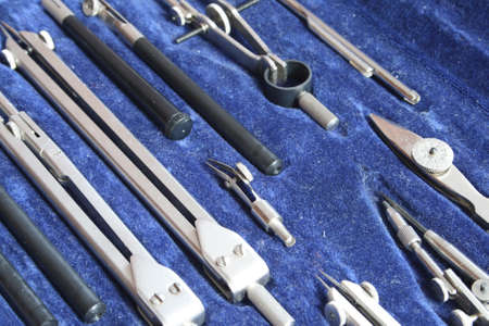 set of drawing tools on a special caseの写真素材