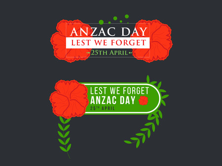 Anzac Day Banner with Red Poppy Flowerのイラスト素材