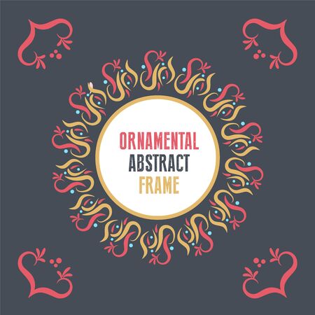 Abstract Ornamental Frame on Dark Background. Trendy Craft Style Backgroundのイラスト素材