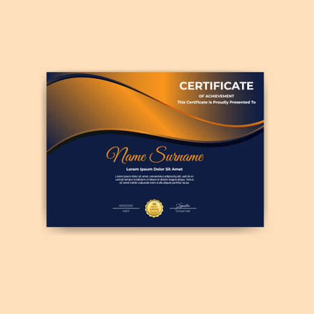 Certificate template wave shapes with golden color vector designのイラスト素材