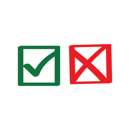 Vector - Green check mark icon. Red cross mark. Vector check mark button.のイラスト素材