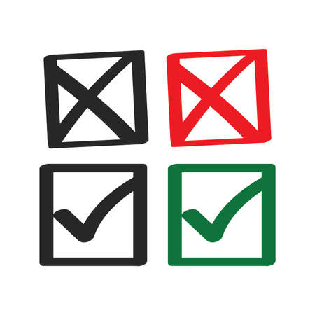 Vector - Green check mark icon. Red cross mark. Vector check mark button.のイラスト素材