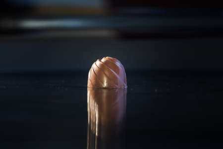 Handmade chocolate on black backgroundの写真素材