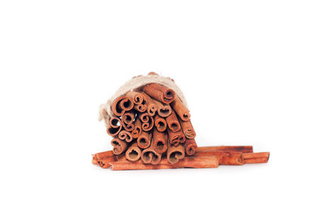 cinnamon on white background