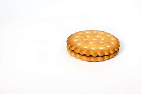 Cream chip ookie isolated on white backgroundの写真素材