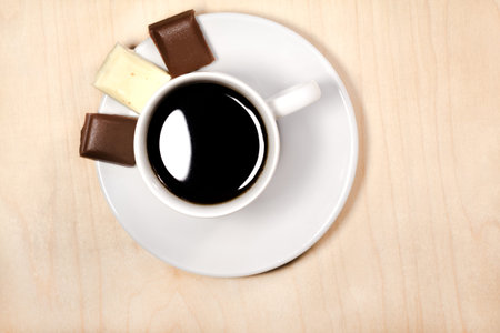 Coffee cup chocolate with copyspace for your textの写真素材