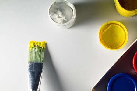 Colorful Paint Brushes with the yellow Colorsの写真素材