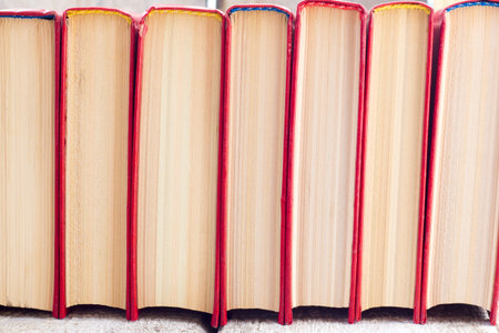 Stack of books background. many books piles.の写真素材