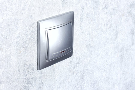 silver switch, turn on or turn off the lightsの写真素材