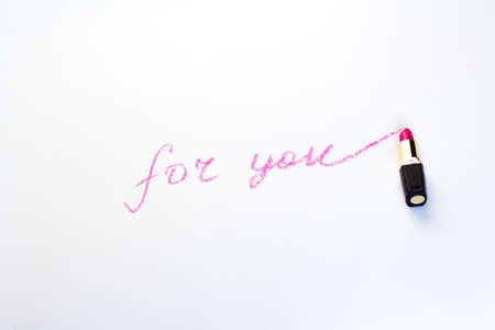 pomade lipstick on white backgroundの写真素材