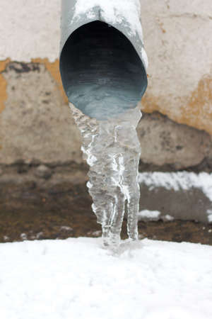 ice in a drainpipe .の写真素材