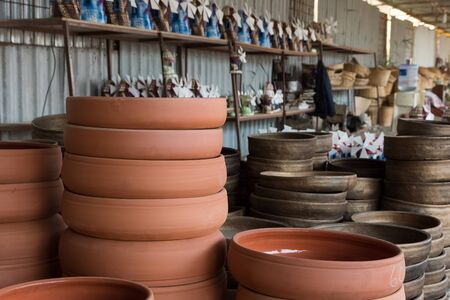 handmade ornaments, baskets, jugsの写真素材