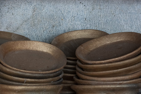 handmade ornaments, baskets, jugsの写真素材