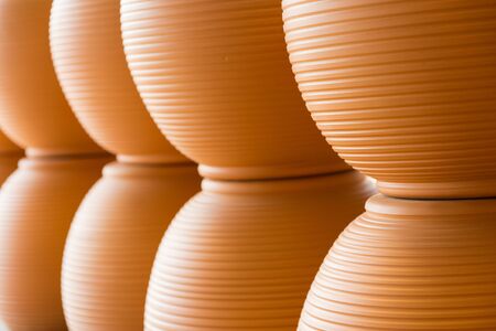 handmade ornaments, baskets, jugsの写真素材