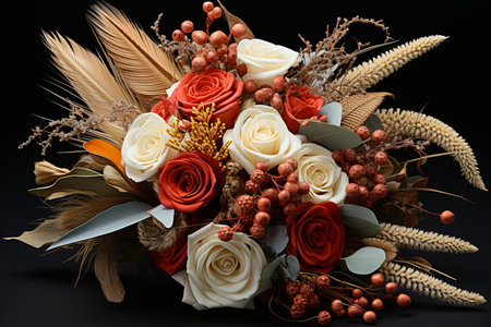 Beautiful Bouquet of Dried Flowers, Delicate Floral Arrangement for Sale.の素材