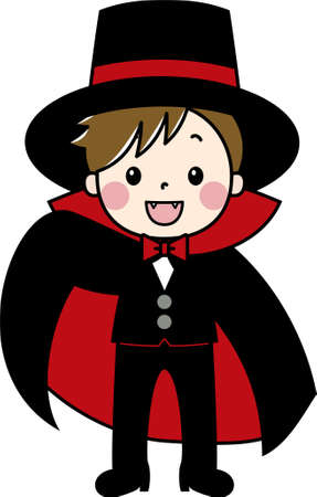 Boy (child) wearing Dracula's costume at Halloweenのイラスト素材