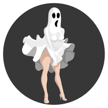 Scared ghosts showing their legs on Halloweenのイラスト素材