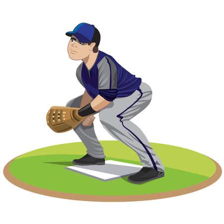 Baseball player saving first baseのイラスト素材