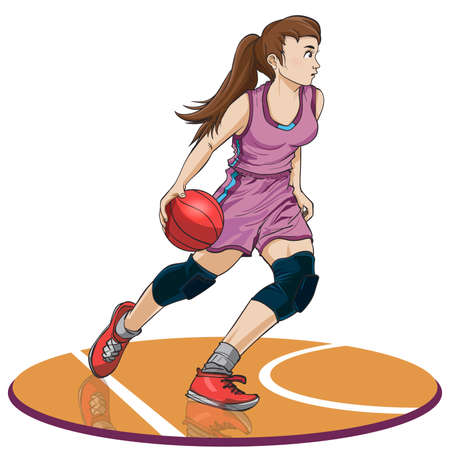 Woman on a basketball playのイラスト素材